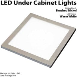 Brushed Nickel Ultra-Slim Square Under Cabinet Kitchen Light & Driver Kit With Warm White Led - thumbnail 3