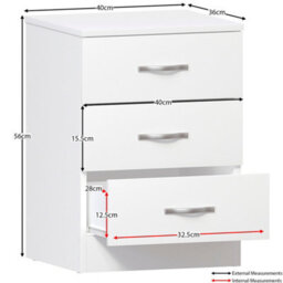 Lassic Vida Designs Riano 3 Piece Bedroom Set (3 Drawer Bedside Chest, 5 Drawer Chest, 2 Door Wardrobe) White (4) - thumbnail 9