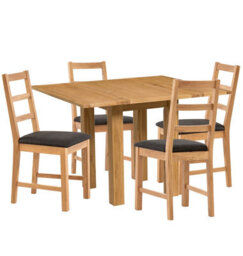 Hallowood Furniture Waverly Small Folding Table With 4 Ladder Back Oak Chairs With Charcoal Fabric Seats - thumbnail 8