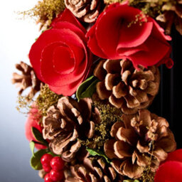 Dibor 35Cm Red Berries And Roses Front Door Christmas Wreath With Tree Wreath Hanger - thumbnail 4