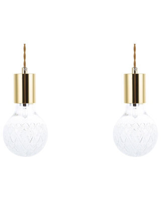 Wyld And Coco Glass Gold Pendant Lamps 2 Pack - Minimalist Adjustable Twin Pendants For Kitchen, Dining, Lounge And Home Office - image 1