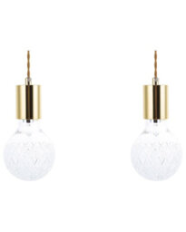 Wyld And Coco Glass Gold Pendant Lamps 2 Pack - Minimalist Adjustable Twin Pendants For Kitchen, Dining, Lounge And Home Office - thumbnail 1