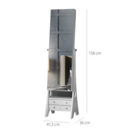 CARME Home Nikita Full Length Mirror Jewellery Cabinet Free Standing Makeup Storage Organiser Internal Led Lights Armoire With 6 Drawers Shel - thumbnail 7