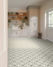 Portuguese Porcelain Floral Tile Vinyl  By Remland (Beige Floral Tile, 2M X 3M) - thumbnail 3
