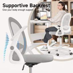 Onemill Tall Office Chair With Flip-Up Armrests, Adjustable Footrest, And Swivel For Home Office-Grey - thumbnail 5