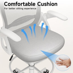 Onemill Tall Office Chair With Flip-Up Armrests, Adjustable Footrest, And Swivel For Home Office-Grey - thumbnail 7