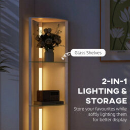 Homcom Led Floor Lamp With Shelves, Dimmable Standing Lamp With Foot Switch - thumbnail 4