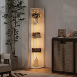 Homcom Led Floor Lamp With Shelves, Dimmable Standing Lamp With Foot Switch - thumbnail 9