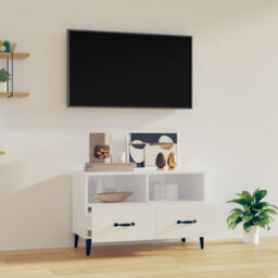 Berkfield Sturdy Tv Cabinet High Gloss White 80X36X50 Cm Engineered Wood - thumbnail 3