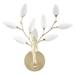 Happy Homewares Modern Birch Polished Brass Plated Wall Light Fixture With Clear Acrylic Leaves - thumbnail 4