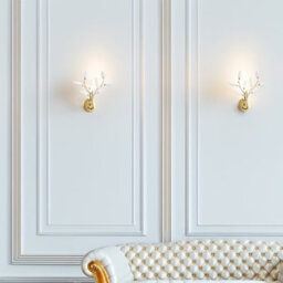 Happy Homewares Modern Birch Polished Brass Plated Wall Light Fixture With Clear Acrylic Leaves - thumbnail 7
