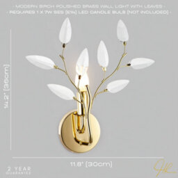 Happy Homewares Modern Birch Polished Brass Plated Wall Light Fixture With Clear Acrylic Leaves - thumbnail 6