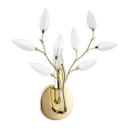Happy Homewares Modern Birch Polished Brass Plated Wall Light Fixture With Clear Acrylic Leaves - thumbnail 2
