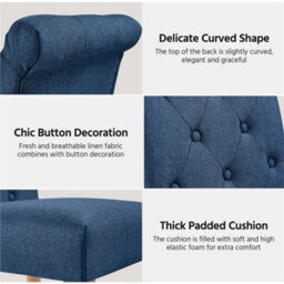 Yaheetech Set Of 2 Blue Upholstered Dining Chairs Classic Fabric Chairs With High Back - thumbnail 6