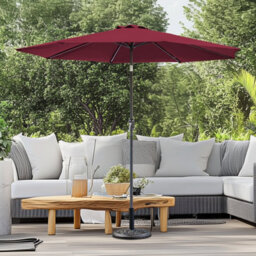 Sundaze 2.7M Wine Red Round Garden Parasol Unbrella Outdoor Patio Crank Tilt With Base - thumbnail 1