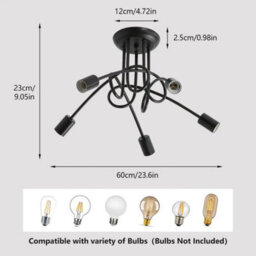 Vintage Ceiling Light Industrial Chandelier 5-Fimmig E27 Kitchen Living Room - thumbnail 2