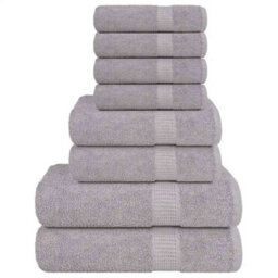 Berkfield 8 Piece Towel Set Grey 360 Gsm 100% Cotton