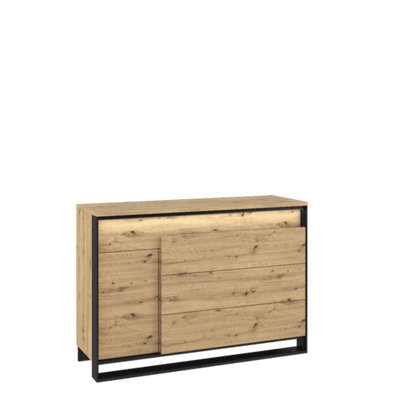 Arte Quant 08 Sideboard Cabinet - Stylish Oak Artisan & Black Furniture With Drawers An Led Lighting - image 1