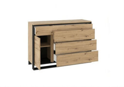 Arte Quant 08 Sideboard Cabinet - Stylish Oak Artisan & Black Furniture With Drawers An Led Lighting - thumbnail 2