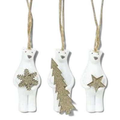 Heaven Sends Christmas Festive Polar Bear Trio Hanging Tree Decorations - Set Of 3, 6 X 2.5 Cm Each