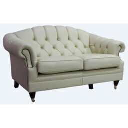 Chesterfield Handmade 2 Seater Sofa Settee Cream Real Leather In Victoria Style - thumbnail 3