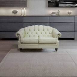 Chesterfield Handmade 2 Seater Sofa Settee Cream Real Leather In Victoria Style - thumbnail 4