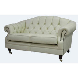 Chesterfield Handmade 2 Seater Sofa Settee Cream Real Leather In Victoria Style - thumbnail 5