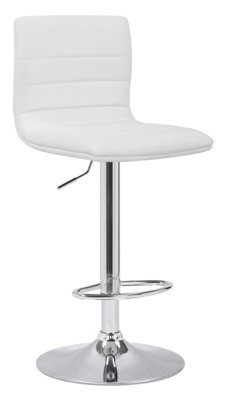 Lamboro Aldo White Faux Leather Bar Stool - Adjustable Swivel Kitchen Counter Stool - image 1