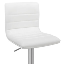 Lamboro Aldo White Faux Leather Bar Stool - Adjustable Swivel Kitchen Counter Stool - thumbnail 7