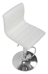 Lamboro Aldo White Faux Leather Bar Stool - Adjustable Swivel Kitchen Counter Stool - thumbnail 6