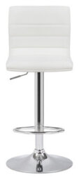 Lamboro Aldo White Faux Leather Bar Stool - Adjustable Swivel Kitchen Counter Stool - thumbnail 3