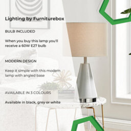 Furniturebox Zoe Grey Conical Table Lamp With Silver Chrome Base And Grey Fabric Light Shade Including A Rated Energy Efficient Led Bulb - thumbnail 7