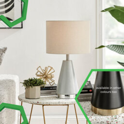 Furniturebox Zoe Grey Conical Table Lamp With Silver Chrome Base And Grey Fabric Light Shade Including A Rated Energy Efficient Led Bulb - thumbnail 8