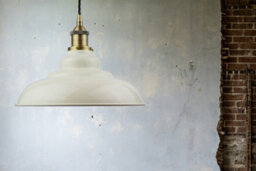 Clay White St Edmund's Painted Dome Pendant Light With Antique Brass Lamp Holder And Black Twisted Cable - Se Home - thumbnail 3