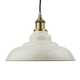 Clay White St Edmund's Painted Dome Pendant Light With Antique Brass Lamp Holder And Black Twisted Cable - Se Home - thumbnail 1