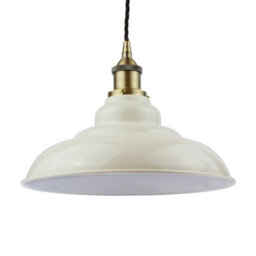 Clay White St Edmund's Painted Dome Pendant Light With Antique Brass Lamp Holder And Black Twisted Cable - Se Home - thumbnail 2