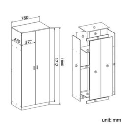High Gloss 2 Doors Wardrobe White&oak Bedroom Furniture With Mirror Hanging Rail - thumbnail 2