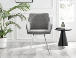 Furniturebox Uk Atlanta 6 White Dining Table And 6 Light Grey Falun Silver Leg Chairs - thumbnail 8