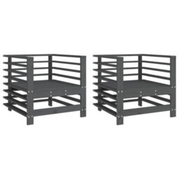 Berkfield Rustic Garden Chairs 2 Pcs Grey Solid Wood Pine