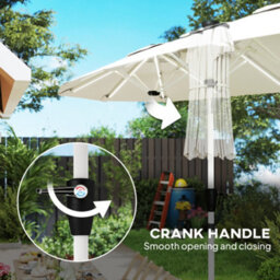 Outsunny 3 M Double-Sided Garden Parasol With Solar Lights, Cream White - thumbnail 8
