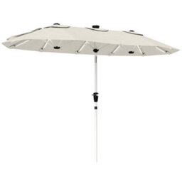 Outsunny 3 M Double-Sided Garden Parasol With Solar Lights, Cream White - thumbnail 2