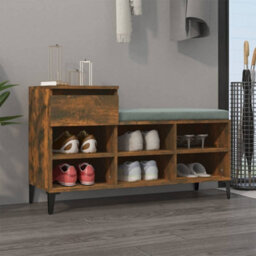 Berkfield Shoe Cabinet Smoked Oak 102X36X60 Cm Engineered Wood - thumbnail 1
