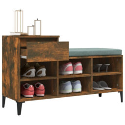 Berkfield Shoe Cabinet Smoked Oak 102X36X60 Cm Engineered Wood - thumbnail 5