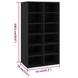 Berkfield Shoe Rack Black 54X34X100.5 Cm Engineered Wood - thumbnail 6