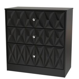 Genoa Ready Assembled Matt Black No Effect 3 Drawer Chest (H)791mm (W)766mm (D)395mm - thumbnail 2