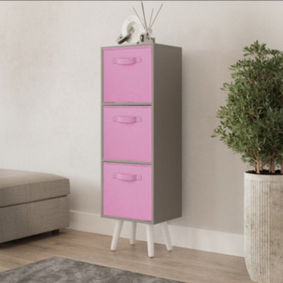 Urbn-Living Grey 3-Tier 3-Drawer Cube Shelving Unit With Scandinavian Legs - image 1