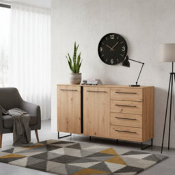 Amos Mann Furniture Sardinia Artisan Oak Effect And Black 159Cm 2 Door 4 Drawer Sideboard - 11008230 Rz - thumbnail 4