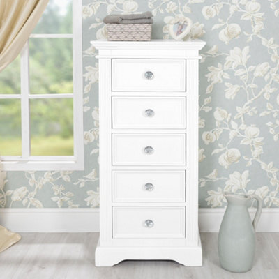 Statement Furniture Gainsborough White Tallboy With Crystal Handles - image 1