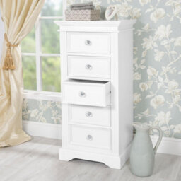 Statement Furniture Gainsborough White Tallboy With Crystal Handles - thumbnail 3