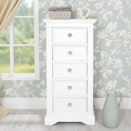 Statement Furniture Gainsborough White Tallboy With Crystal Handles - thumbnail 1